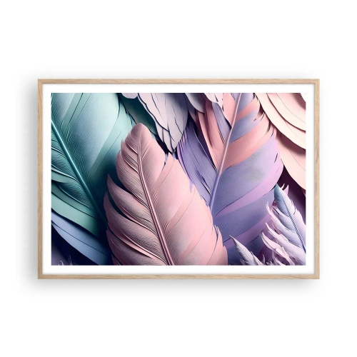 Póster en marco roble claro - Pájaro chic - 100x70 cm