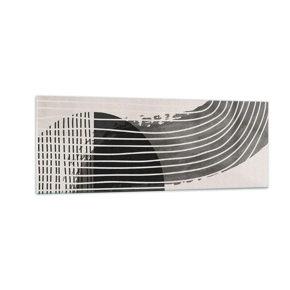 Cuadro sobre vidrio - Impresiones sobre Vidrio - Patrón abstracto con líneas y formas geométricas. - 140x50cm - Ida y vuelta - Decoración de pared moderna para salón y dormitorio ARTTOR