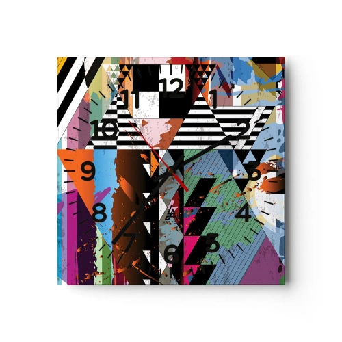 Reloj de pared - Reloj de vidrio - Geométrico y orgánico - 40x40 cm