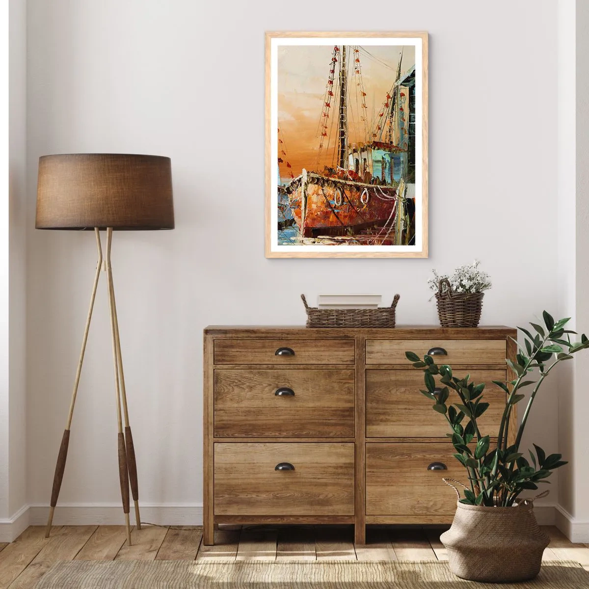 Póster en marco roble claro - Regreso pacífico - 70x100 cm