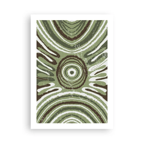 Póster - Patrón abstracto simétrico en tonos verdes. - 50x70cm - Explosión de emociones - Decoración de pared moderna para salón y dormitorio ARTTOR