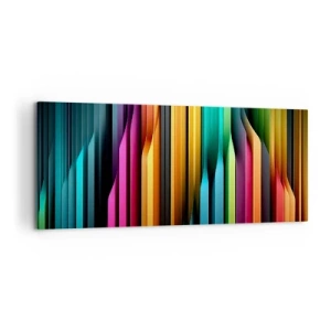 Cuadro sobre lienzo - Impresión de Imagen - Las líneas verticales coloridas crean una abstracción dinámica. - 120x50cm - Órgano luminoso - Decoración de pared moderna para salón y dormitorio ARTTOR