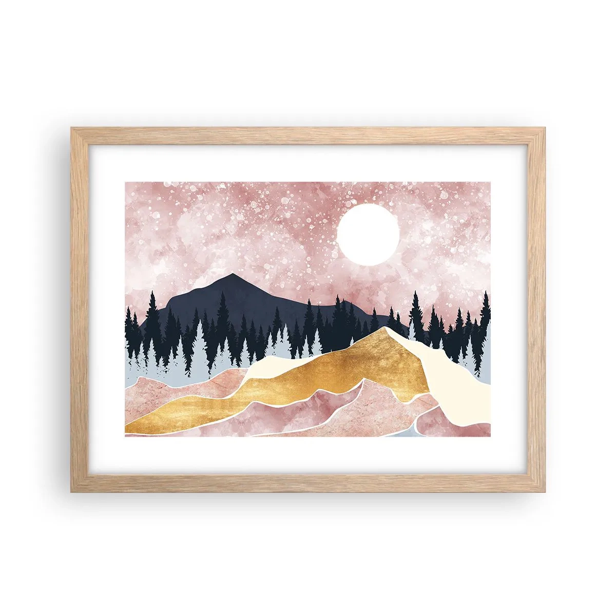 Póster en marco roble claro - Vigilancia nocturna - 40x30 cm