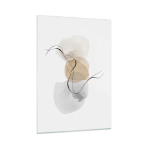 Cuadro sobre vidrio - Impresiones sobre Vidrio - Una abstracción sutil con manchas pastel y líneas negras. - 50x70cm - Pompas de aire - Decoración de pared moderna para salón y dormitorio ARTTOR