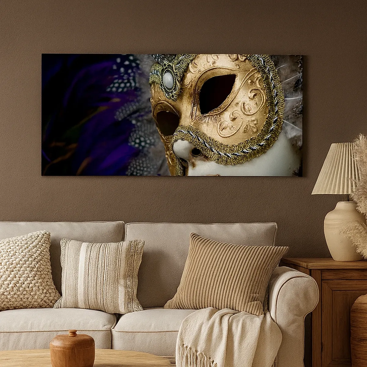 Cuadro sobre lienzo - Impresión de Imagen - Retrato veneciano en oro - 30x30 cm