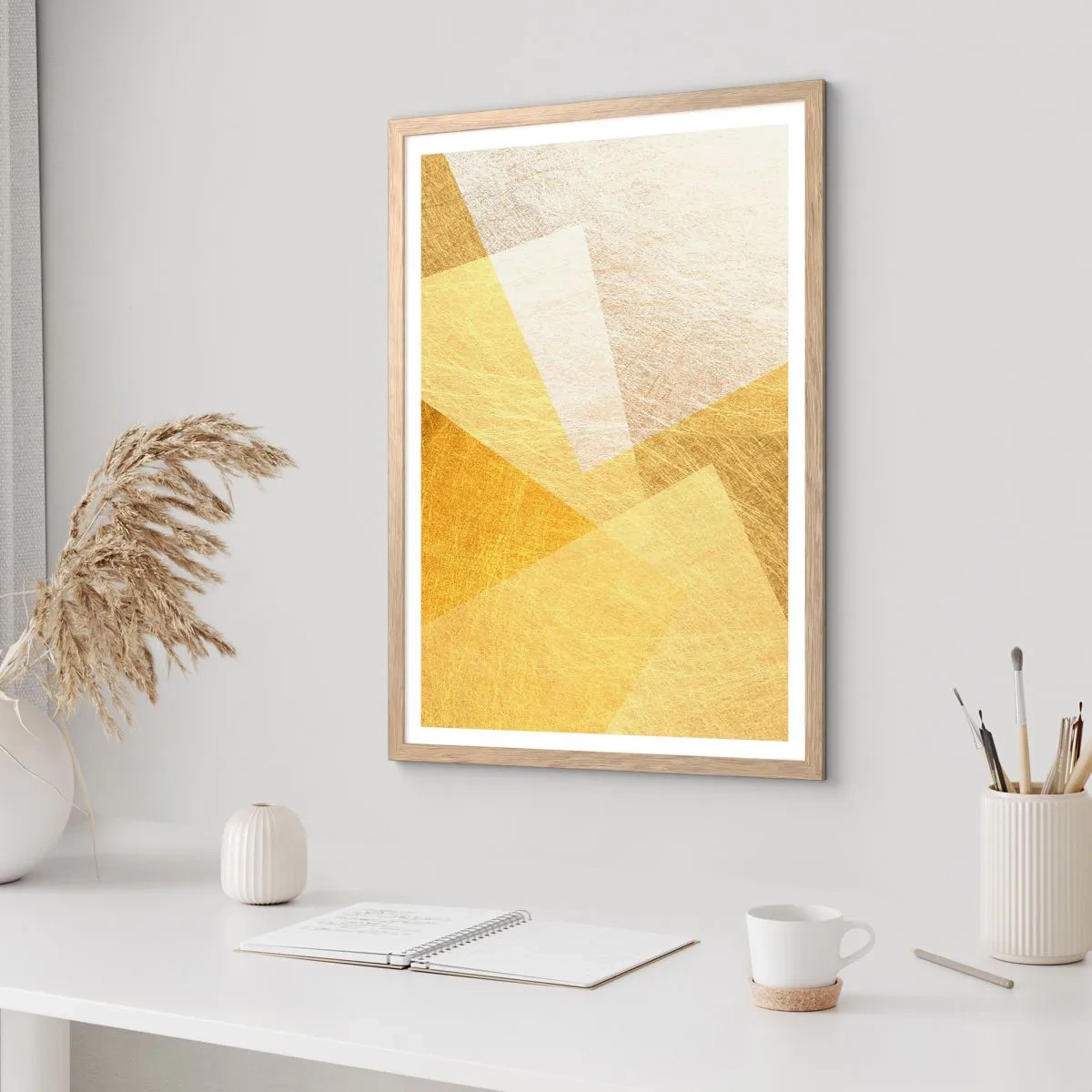 Póster en marco roble claro - Tiempo de geometría - 40x50 cm
