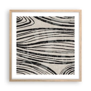 Póster en marco roble claro - Salpicadura de líneas - 50x50 cm