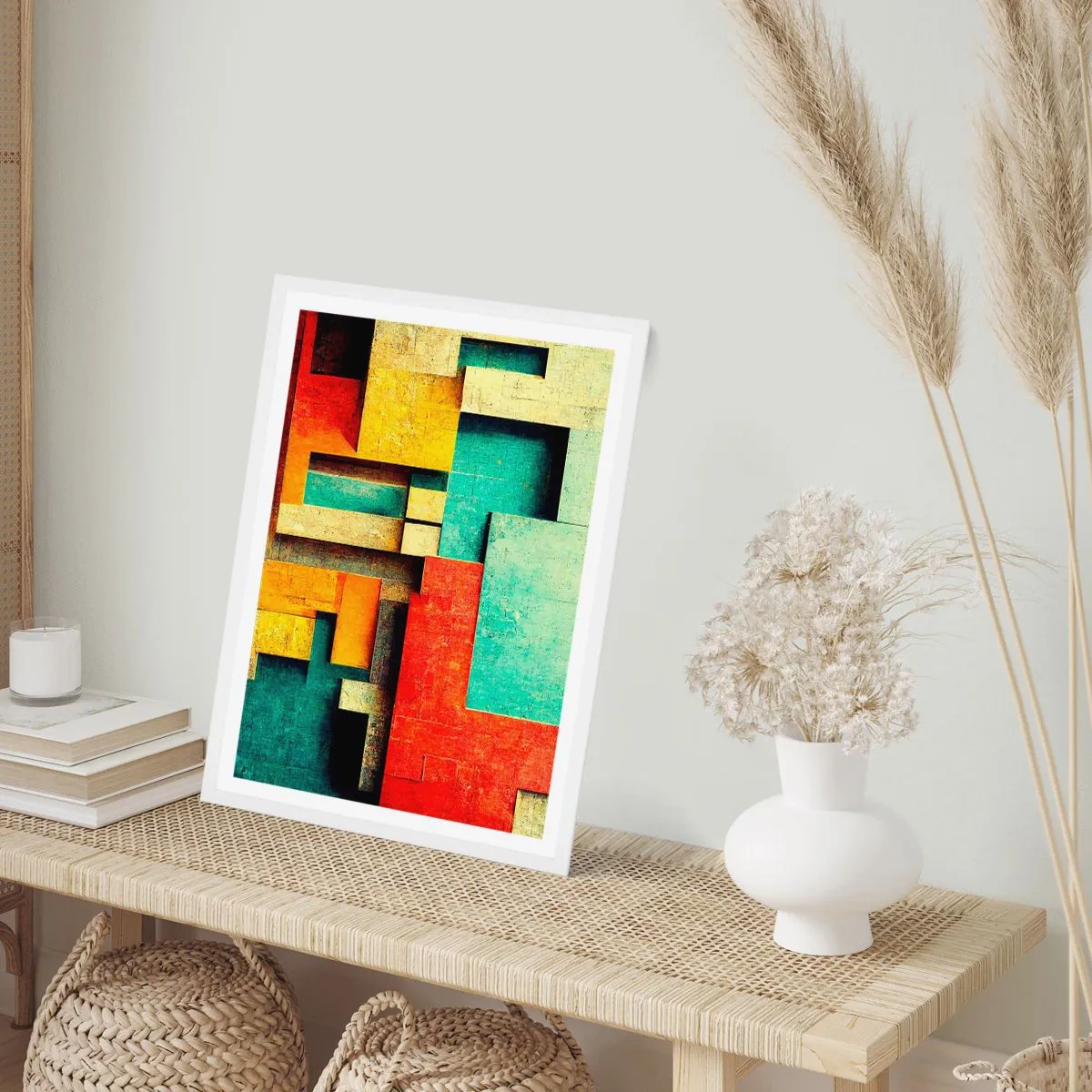 Póster en marco blanco - Festival de ángulos rectos - 61x91 cm