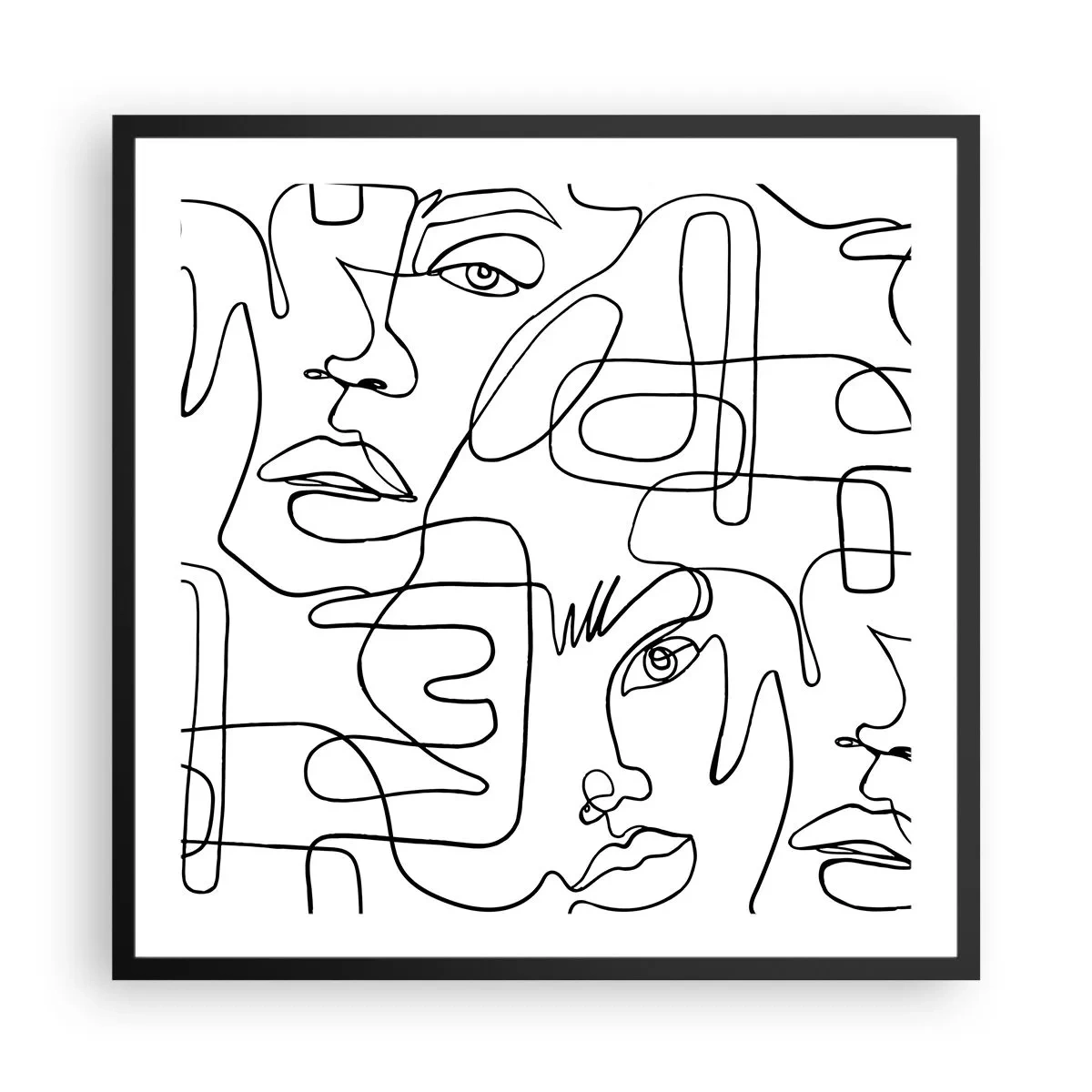 Póster en marco negro - Entre emociones enredadas - 60x60 cm