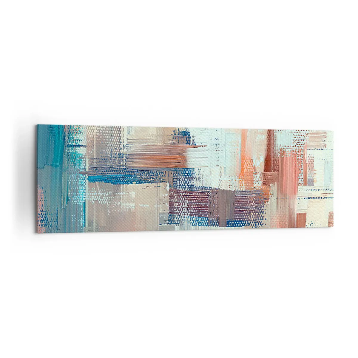 Cuadro sobre lienzo - Impresión de Imagen - Composición abstracta en tonos azules y beige. - 160x50cm - Alcanzando la luz - Decoración de pared moderna para salón y dormitorio ARTTOR