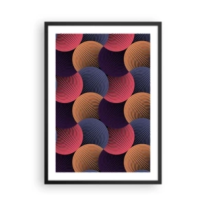 Póster en marco negro - Patrón geométrico con círculos concéntricos coloridos. - 50x70cm - En un ritmo circular - Decoración de pared moderna para salón y dormitorio ARTTOR