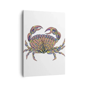 Cuadro sobre lienzo - Impresión de Imagen - Cangrejo colorido en estilo artístico. - 50x70cm - Joyas del mar - Decoración de pared moderna para salón y dormitorio ARTTOR