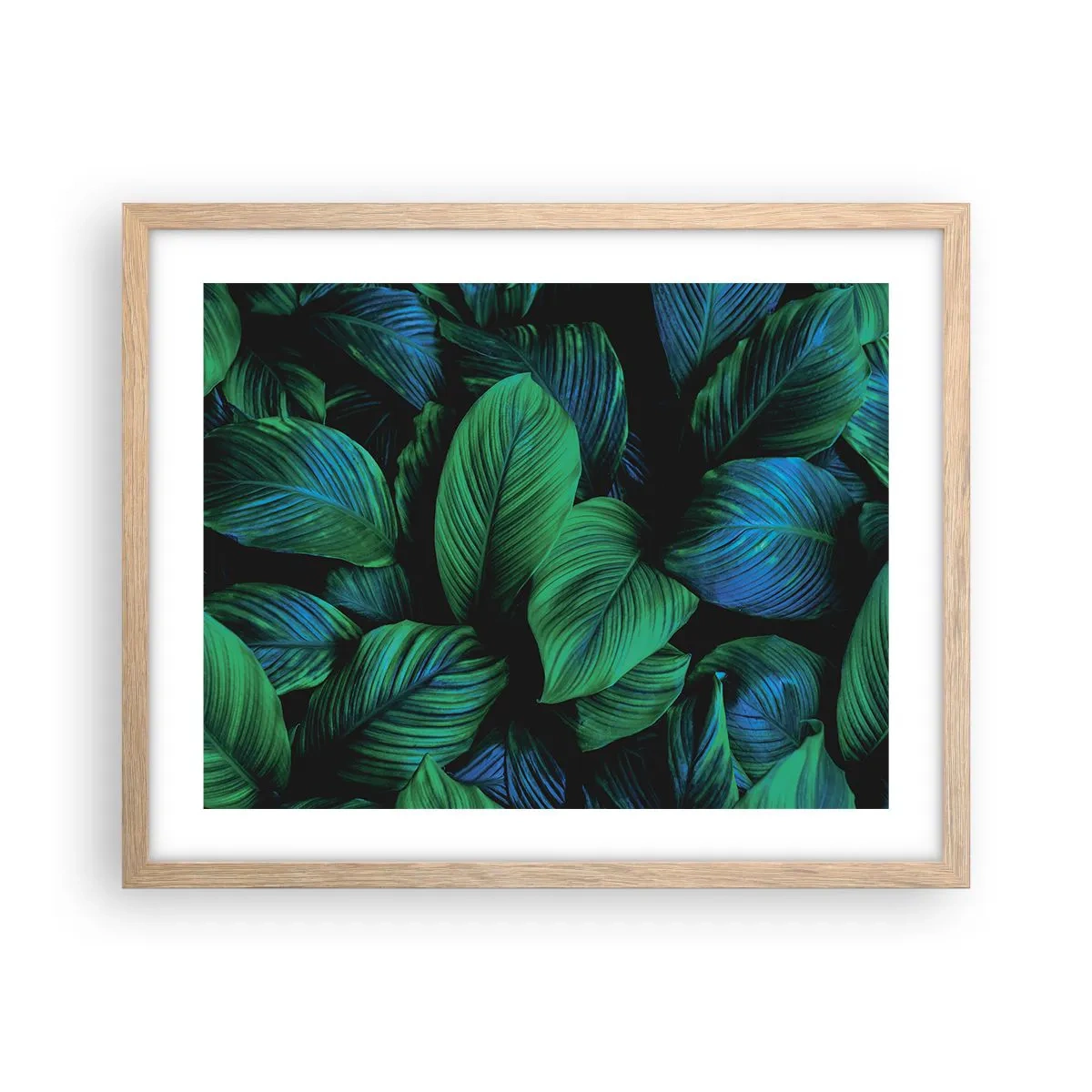 Póster en marco roble claro - En la multitud verde - 50x40 cm