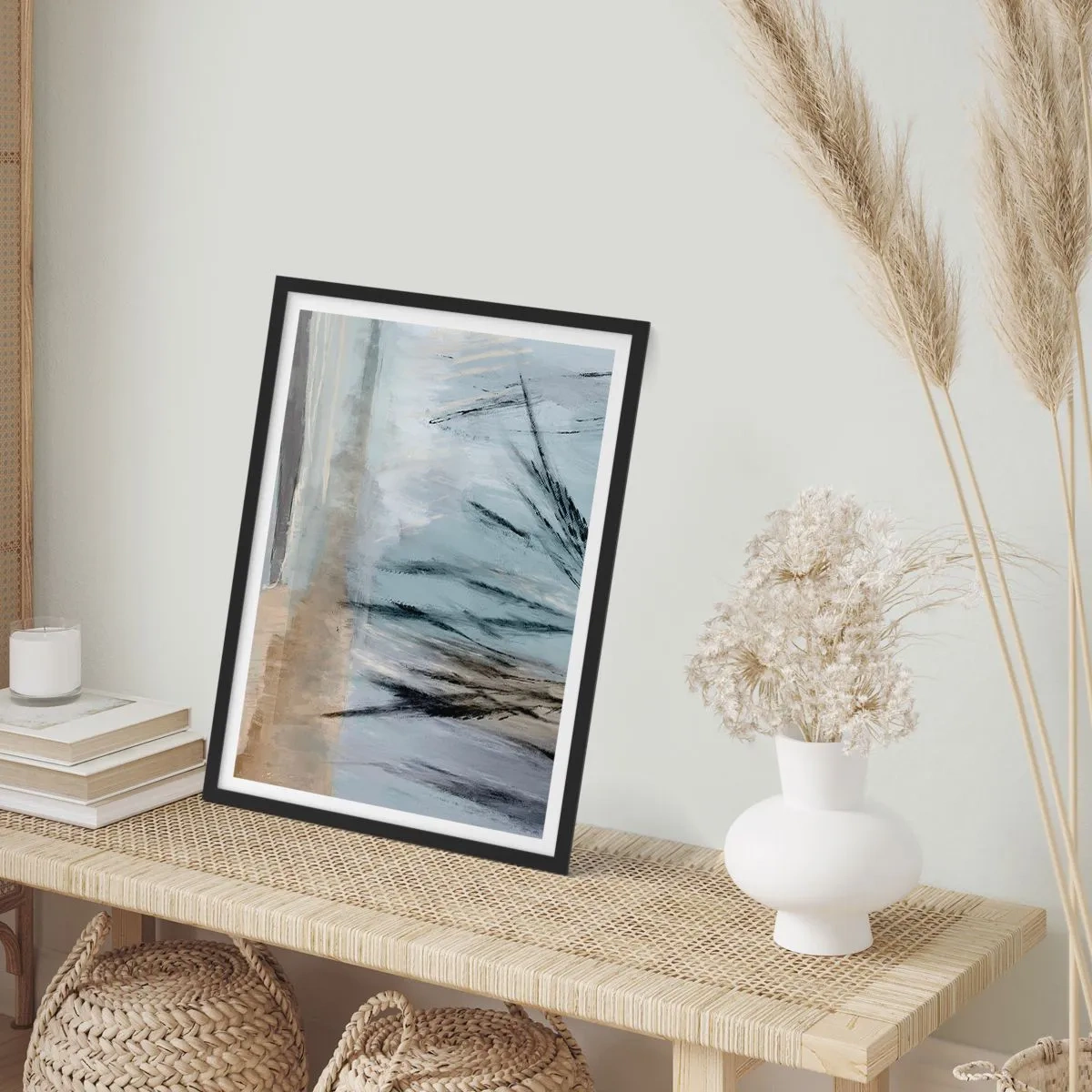 Póster en marco negro - Campos de invierno - 70x100 cm