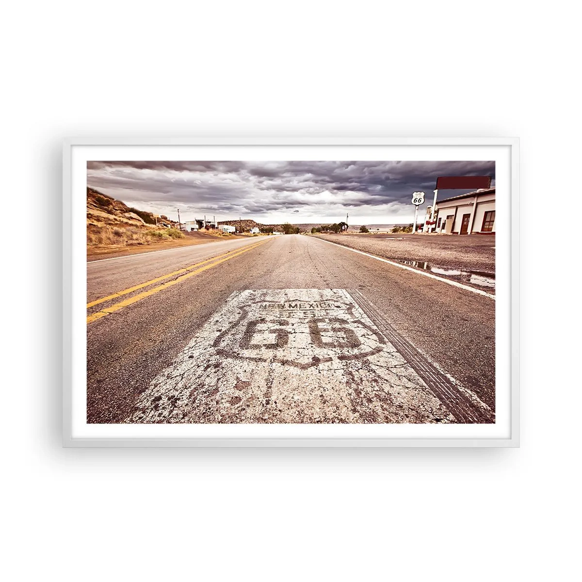 Póster en marco blanco - Mother Road: una leyenda americana - 91x61 cm
