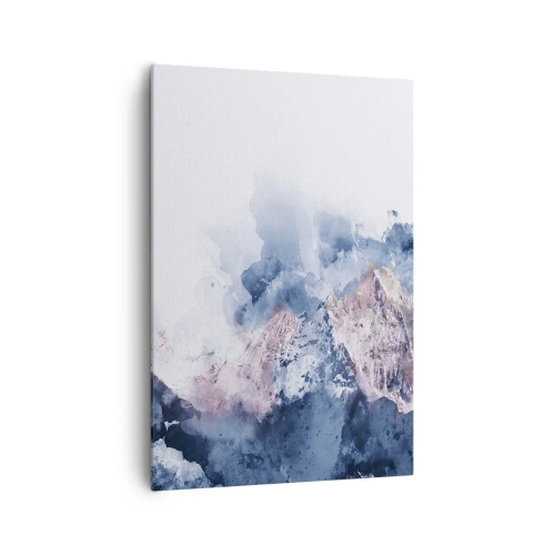 Cuadro sobre lienzo - Impresión de Imagen - Montañas de acuarela en tonos pastel sobre un fondo blanco. - 70x100cm - El techo del mundo - Decoración de pared moderna para salón y dormitorio ARTTOR