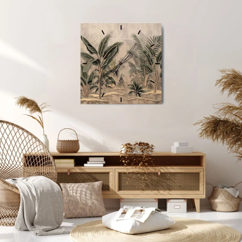 Reloj de pared - Reloj de vidrio - Grabados de estilo colonial - 40x40 cm