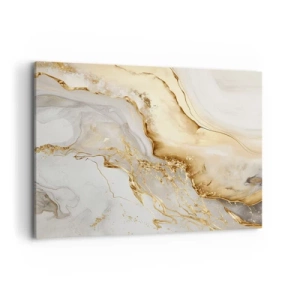 Cuadro sobre lienzo - Impresión de Imagen - Patrones abstractos de oro y mármol sobre un fondo claro. - 100x70cm - Abstracción: belleza y bondad - Decoración de pared moderna para salón y dormitorio ARTTOR