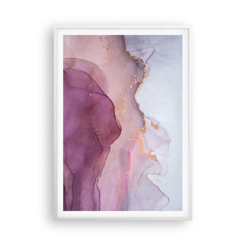 Póster en marco blanco - Olas de lila y púrpura - 70x100 cm