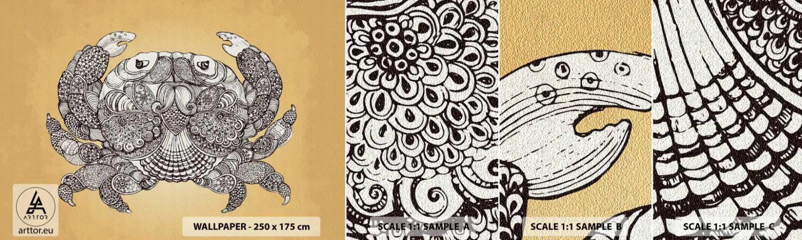 Muestra De Fotomural Standard Eco - Cuentos del Sr. Cangrejo - Cangrejo, animales, Dibujo - 100x30 cm