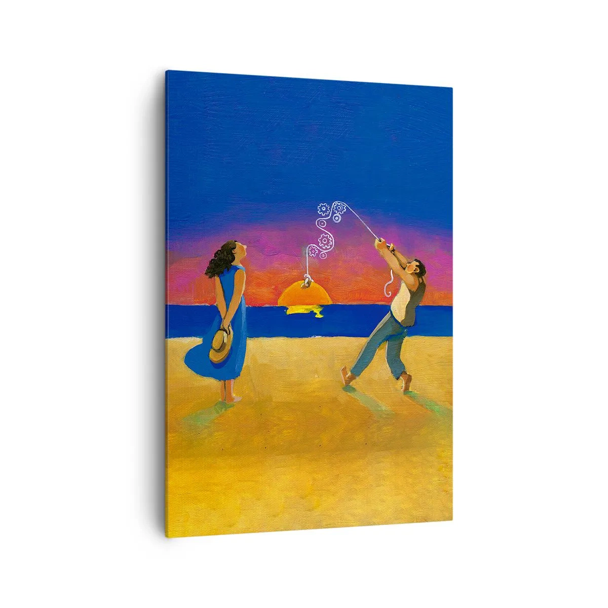 Cuadro sobre lienzo - Impresión de Imagen - Figuras junto al mar al atardecer - 70x100cm - Mucho más que una estrella del cielo - Decoración de pared moderna para salón y dormitorio ARTTOR