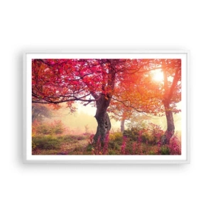 Póster en marco blanco - Un frenesí de floración - 91x61 cm