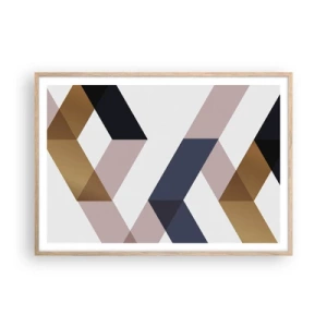 Póster en marco roble claro - Rectas y ángulos - 100x70 cm