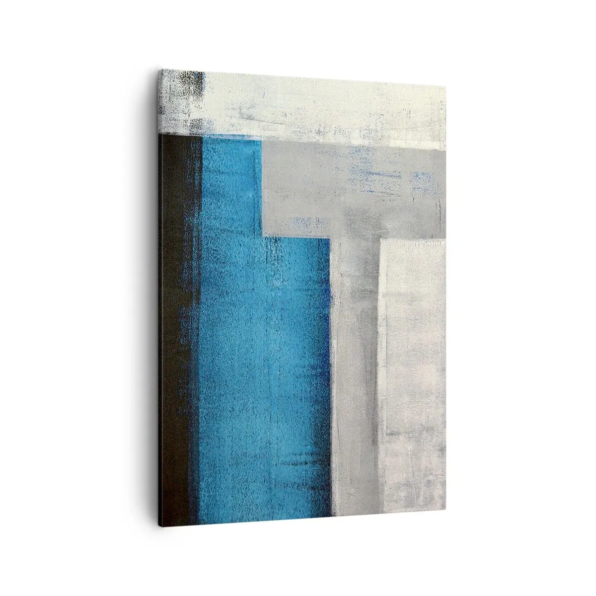 Cuadro sobre lienzo - Impresión de Imagen - Una composición abstracta con tonos de azul, gris y blanco. - 50x70cm - Composición poética de gris y azul - Decoración de pared moderna para salón y dormitorio ARTTOR