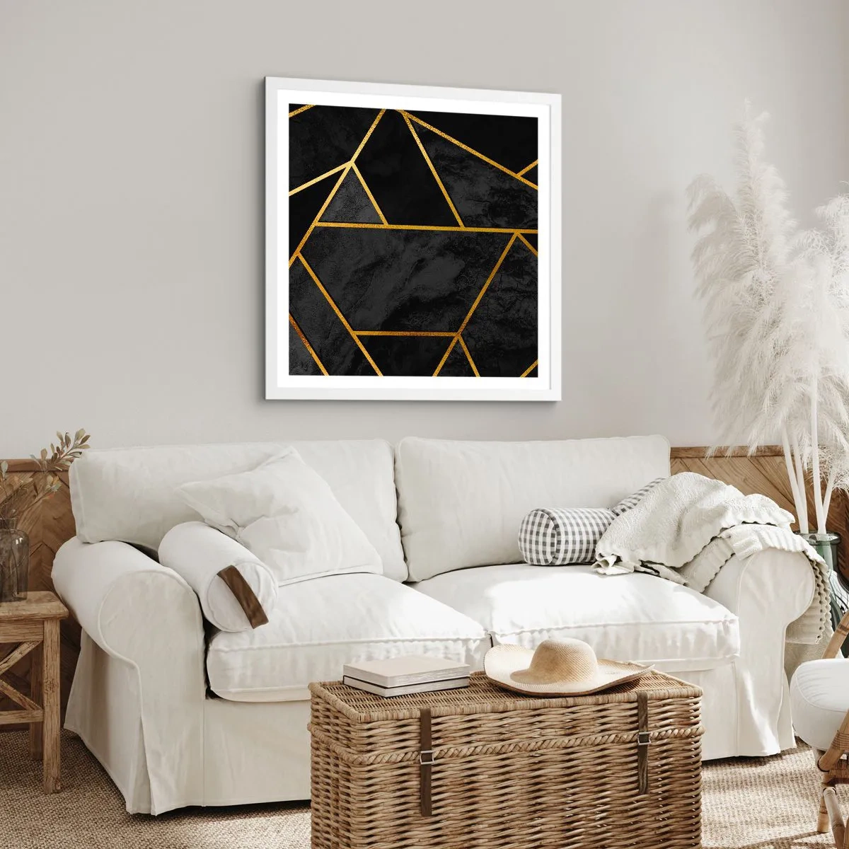 Póster en marco blanco - Oscuridad y brillo - 40x40 cm