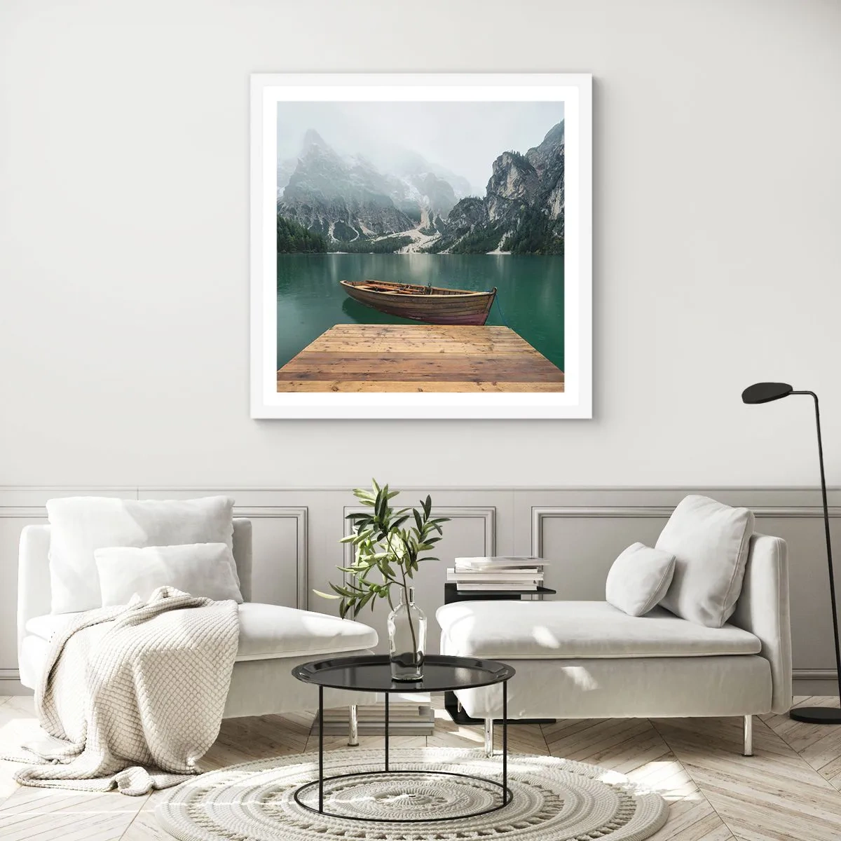 Póster en marco blanco - Paisaje inolvidable - 30x30 cm
