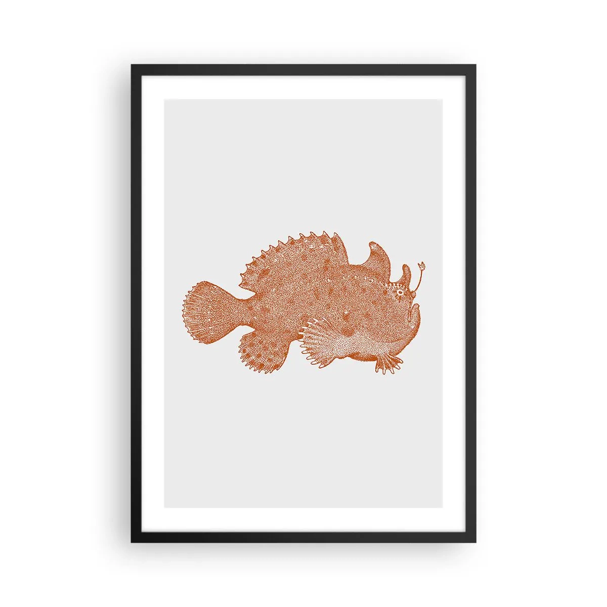 Póster en marco negro - Ilustración detallada de un pez de aguas profundas - 50x70cm - Y sin embargo, un simple pez - Decoración de pared moderna para salón y dormitorio ARTTOR