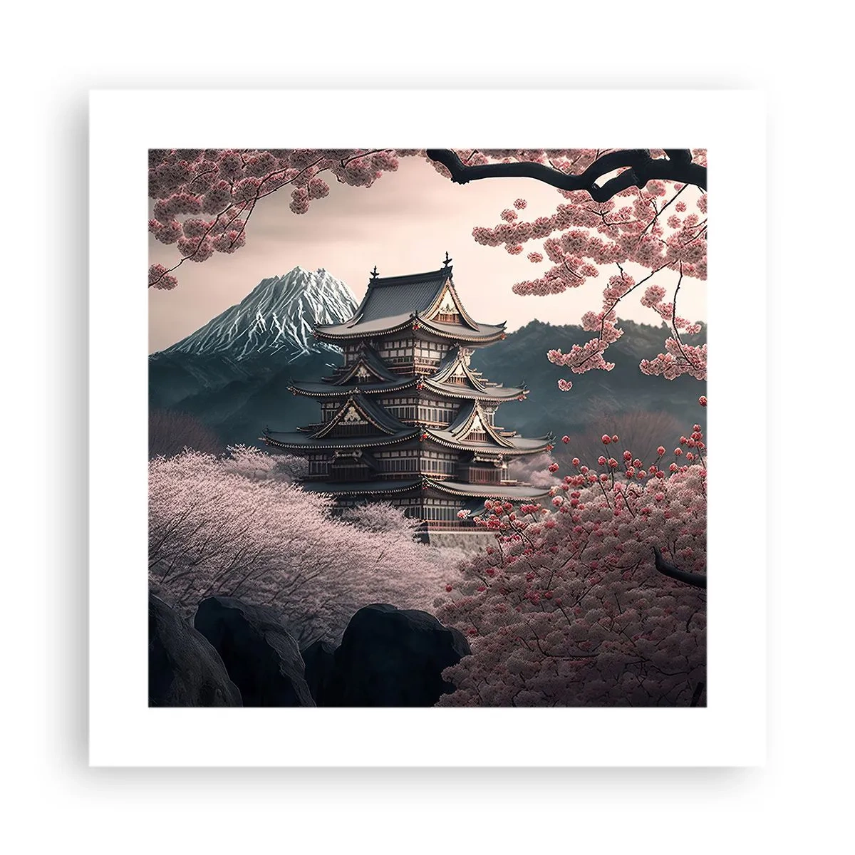 Póster - Tierra de cerezos en flor - 40x40 cm