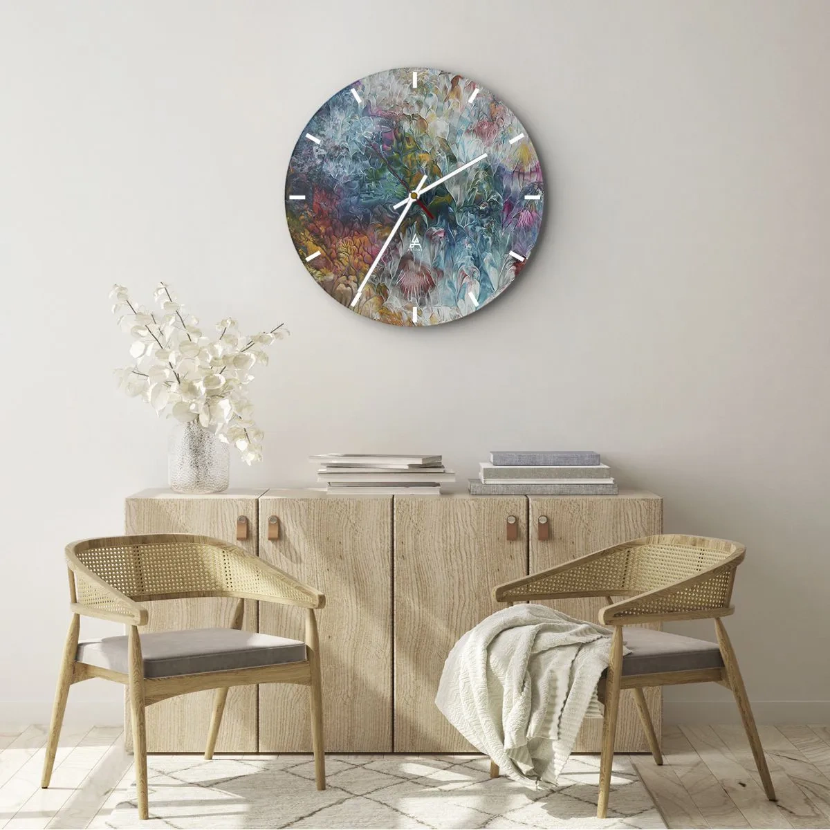 Reloj de pared - Reloj de vidrio - En plena floración - 40x40 cm