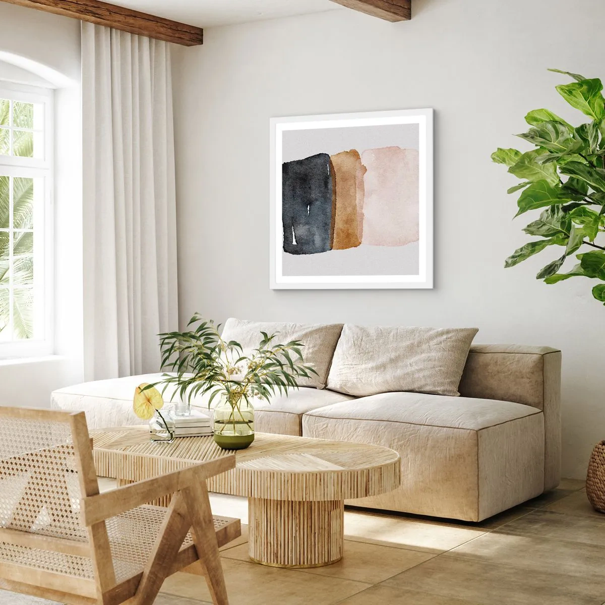 Póster en marco blanco - Una composición de colores tierra - 40x40 cm