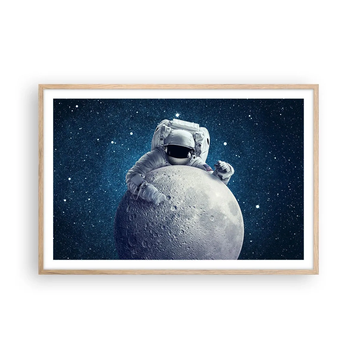 Póster en marco roble claro - Bromista espacial - 91x61 cm