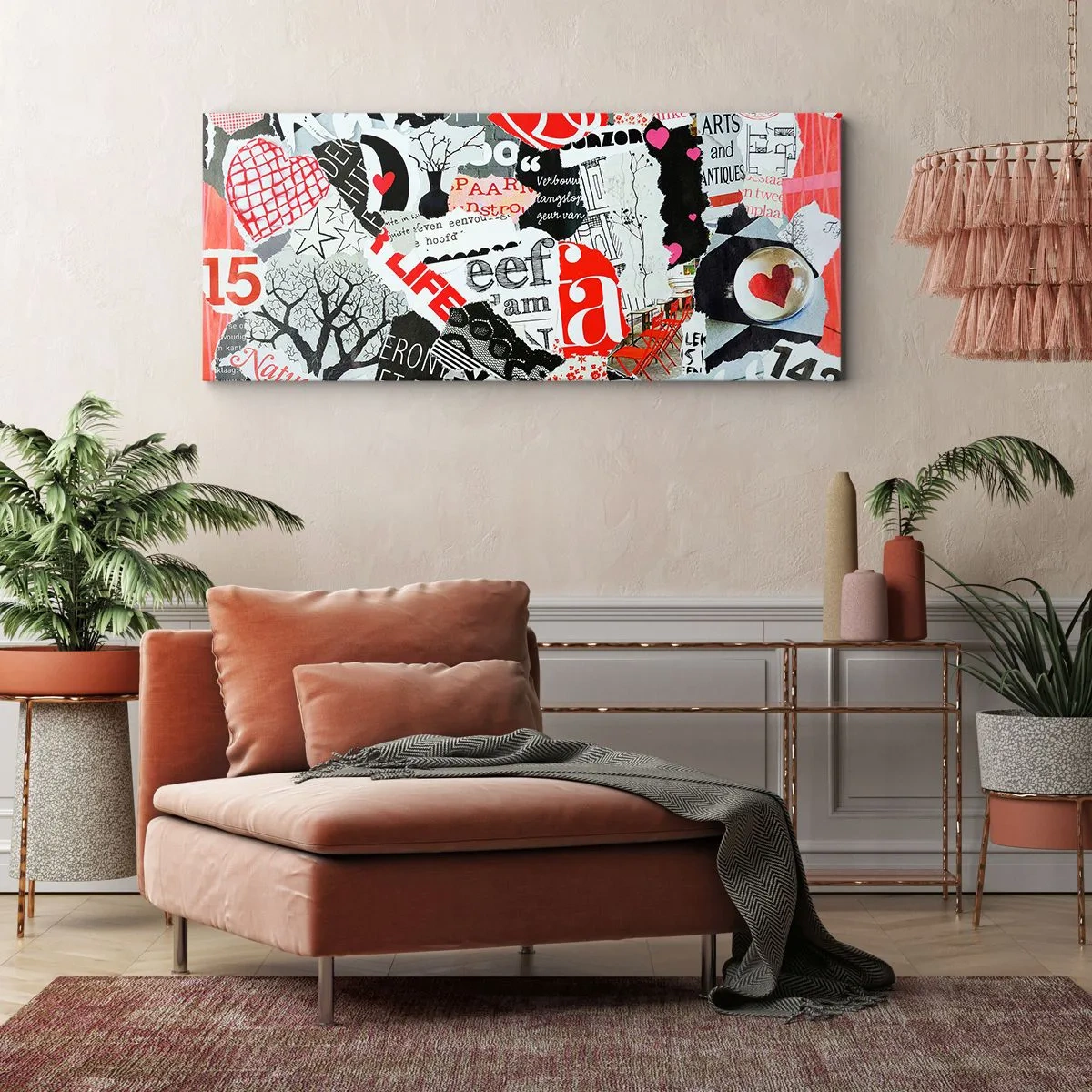 Cuadro sobre lienzo - Impresión de Imagen - Collage hipster - 90x30 cm