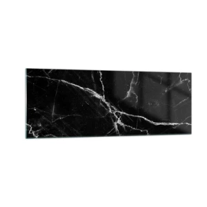 Cuadro sobre vidrio - Impresiones sobre Vidrio - Mármol negro con vetas blancas en el detalle. - 140x50cm - La vida secreta de la piedra - Decoración de pared moderna para salón y dormitorio ARTTOR