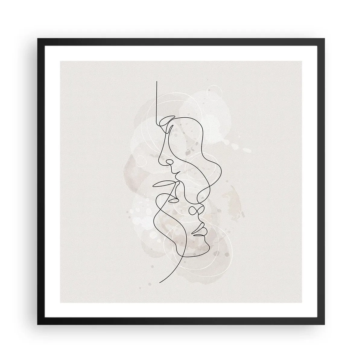 Póster en marco negro - En un abrazo - 60x60 cm