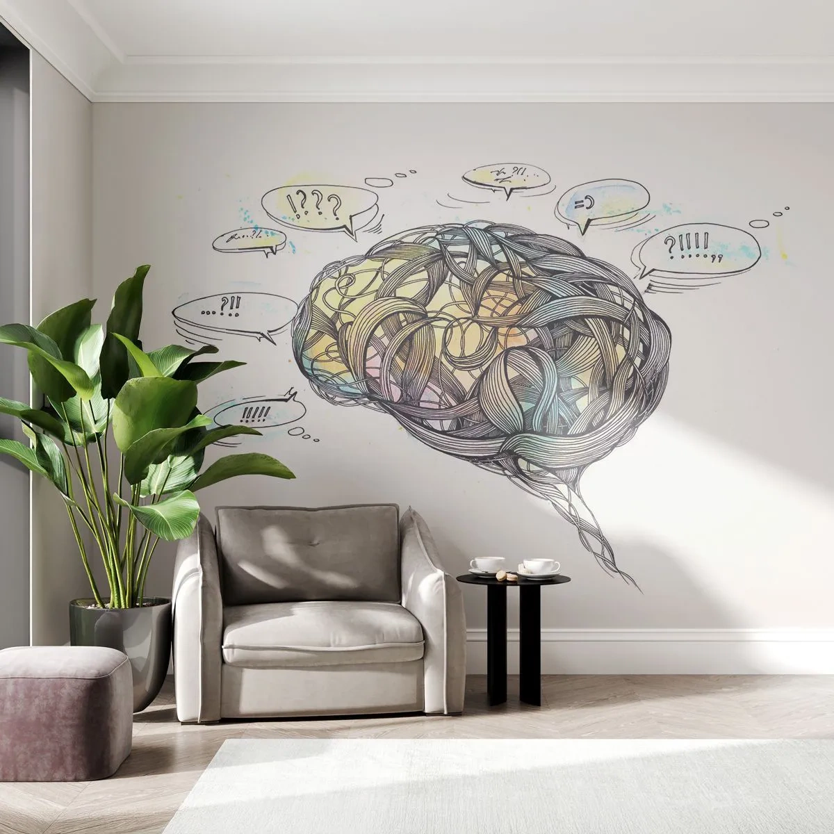 Fotomural Autadhesivo Deluxe Sticker - El hombre, el gran enigma - Abstracción, Cerebro, Gráficos - 500x350 cm