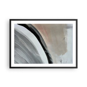 Póster en marco negro - Arco abstracto en tonos negro, gris y beige. - 70x50cm - Composición: un arco negro y gris - Decoración de pared moderna para salón y dormitorio ARTTOR