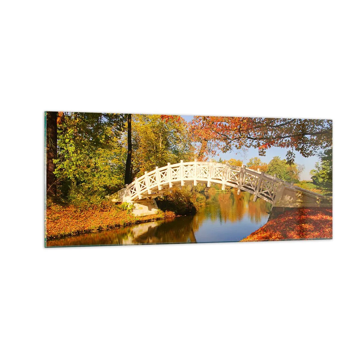Cuadro sobre vidrio - Impresiones sobre Vidrio - En un puente blanco de suspiros - 100x40 cm