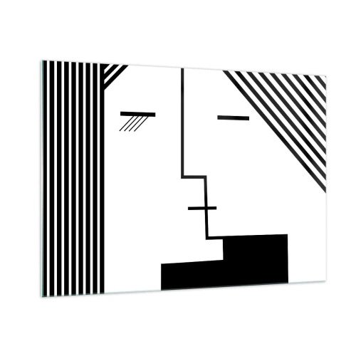 Cuadro sobre vidrio - Impresiones sobre Vidrio - Una interpretación gráfica de un beso en estilo minimalista. - 100x70cm - Solo un beso - Decoración de pared moderna para salón y dormitorio ARTTOR