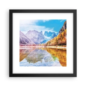 Póster en marco negro - Ya es otoño en las montañas - 30x30 cm