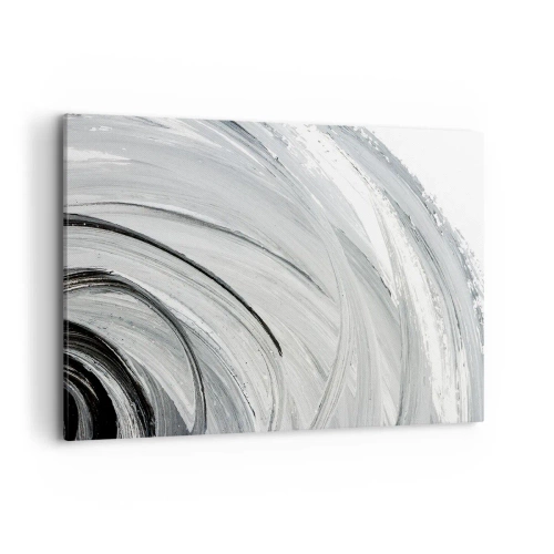 Cuadro sobre lienzo - Impresión de Imagen - Un remolino monocromático en tonos de gris y negro. - 100x70cm - Composición orbital - Decoración de pared moderna para salón y dormitorio ARTTOR