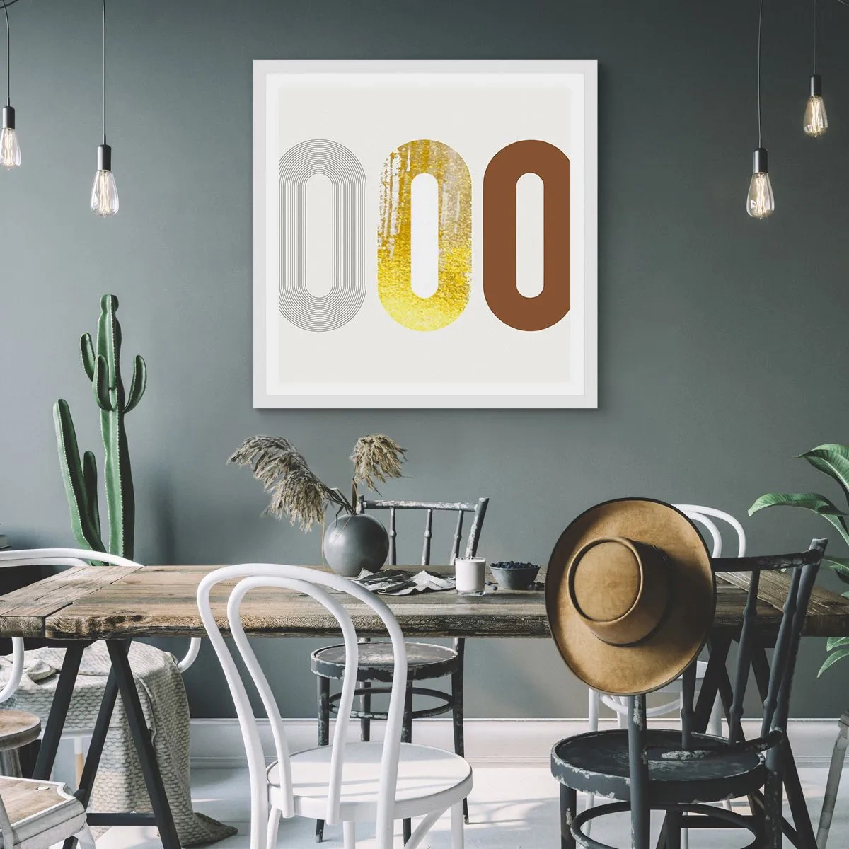 Póster en marco blanco - ¡Ooo! - 40x40 cm