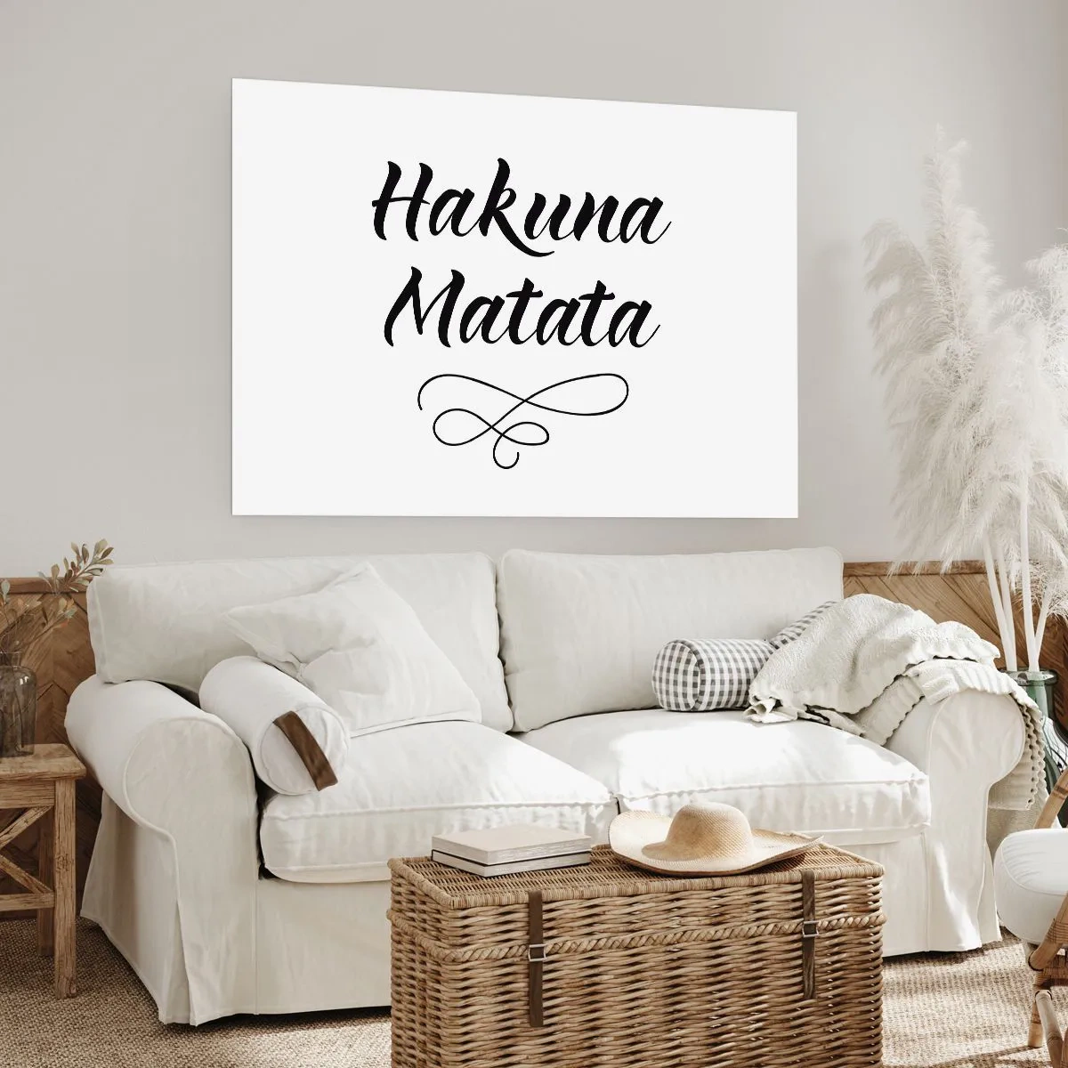 Póster - Cita de Hakuna Matata en fuente elegante sobre fondo blanco. - 100x70cm - El mejor consejo - Decoración de pared moderna para salón y dormitorio ARTTOR