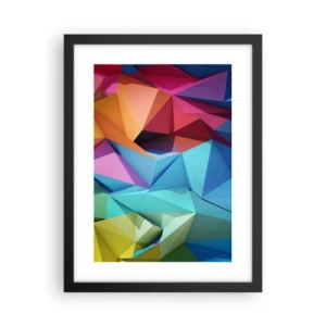 Póster en marco negro - Origami arco iris - 30x40 cm