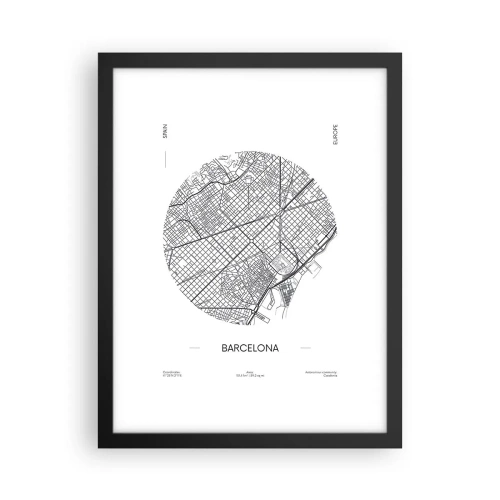 Póster en marco negro - Anatomía de Barcelona - 30x40 cm