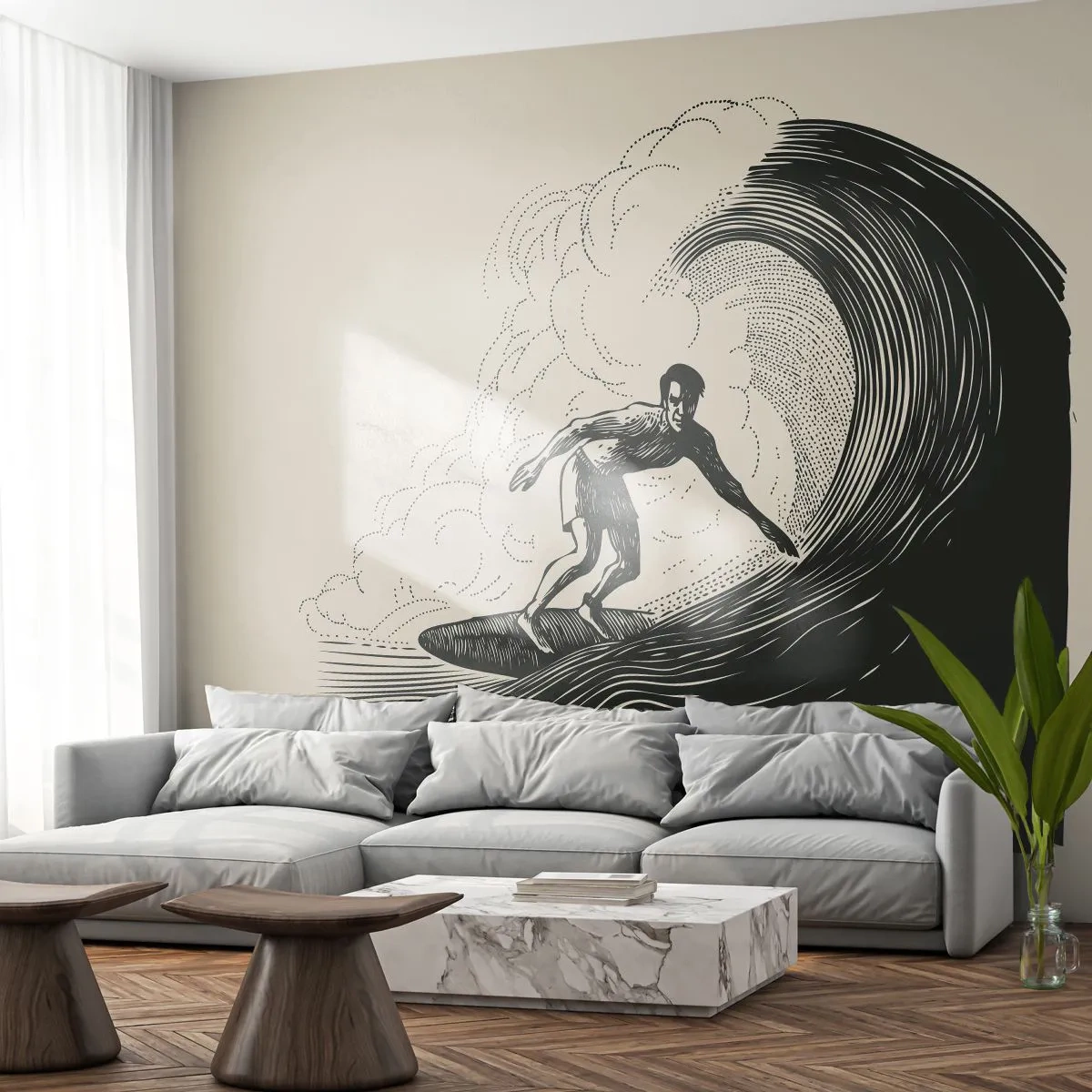 Fotomural Autadhesivo Deluxe Sticker - Rey de la ola - Ola, Surf, Deporte - 250x175 cm