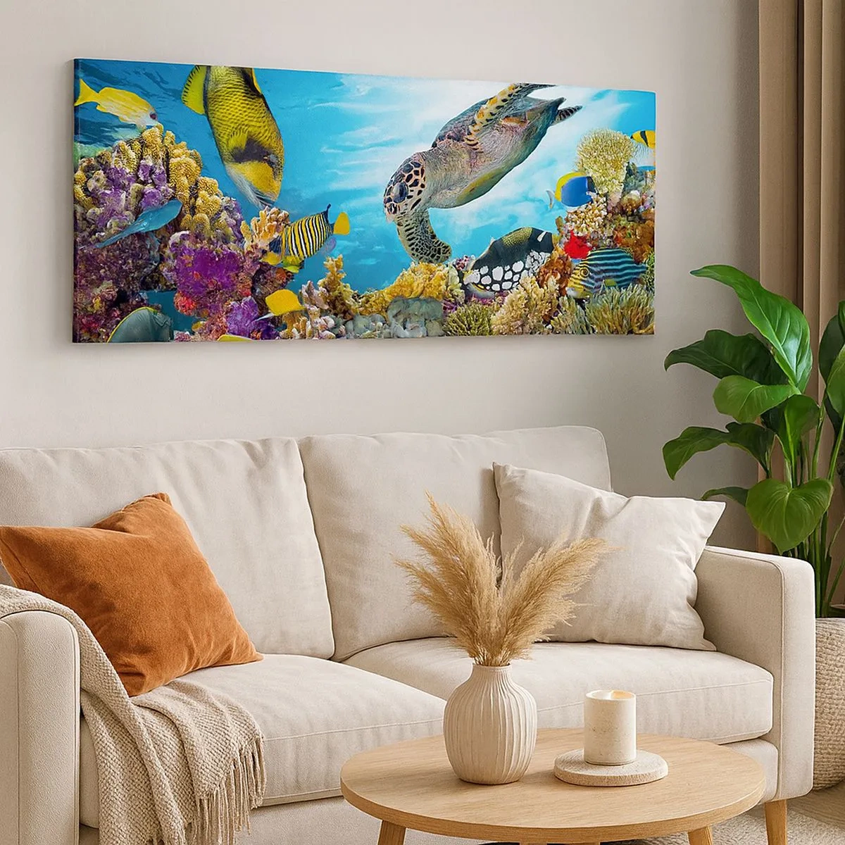 Cuadro sobre lienzo - Impresión de Imagen - Paseo del coral - 100x40 cm